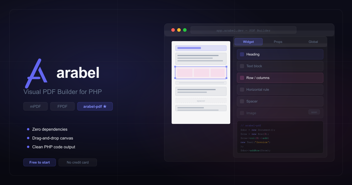 Arabel — Build PDF Documents Visually. Free.